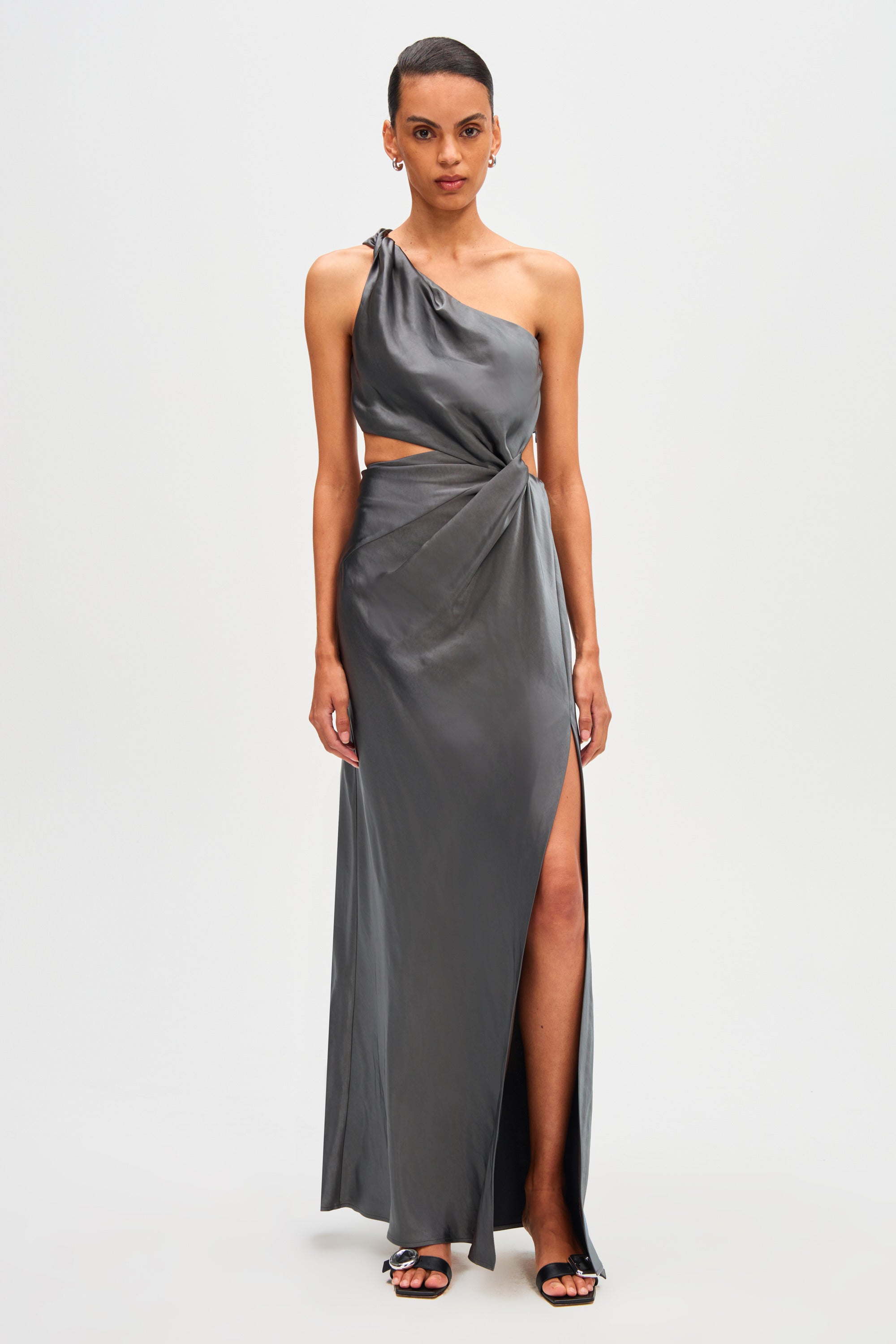 KRISTIN SATIN GOWN NICKEL GREY XXS